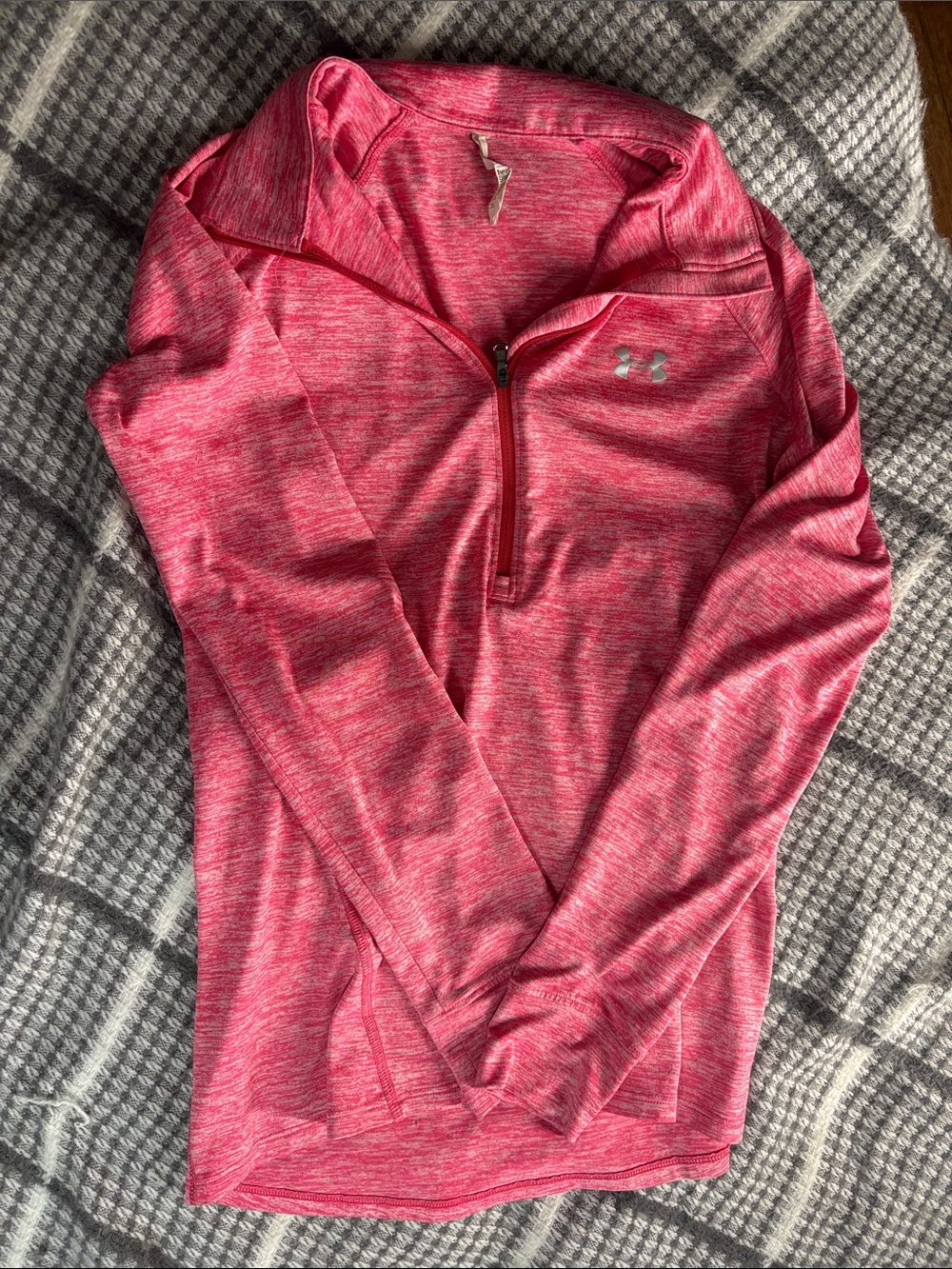 Under Armour Women's Heathered Pink Quarter-Zip Performance Top